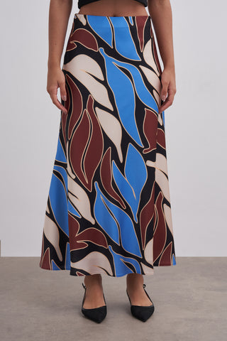 Desenli Verev Etek - Kahve