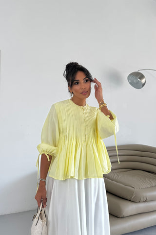 Nervürlü Gömlek - Sarı