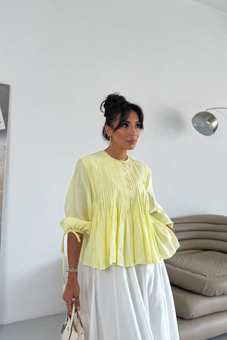 Nervürlü Gömlek - Sarı