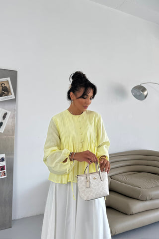 Nervürlü Gömlek - Sarı