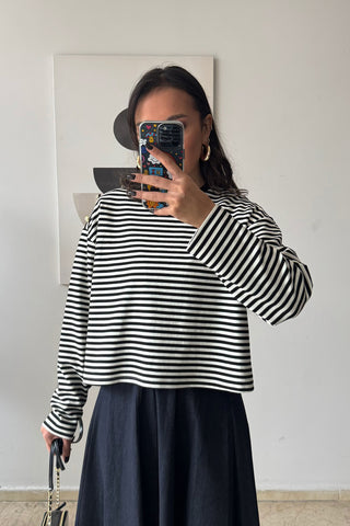Çizgili Sweat - Siyah