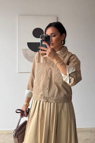 Nakışlı Ceket - Camel