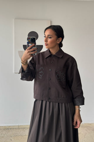 Nakışlı Ceket - Kahverengi