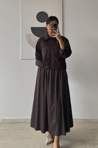 Nakışlı Ceket - Kahverengi