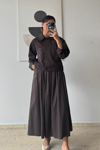 Nakışlı Ceket - Kahverengi