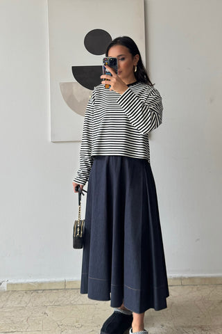 Çizgili Sweat - Siyah