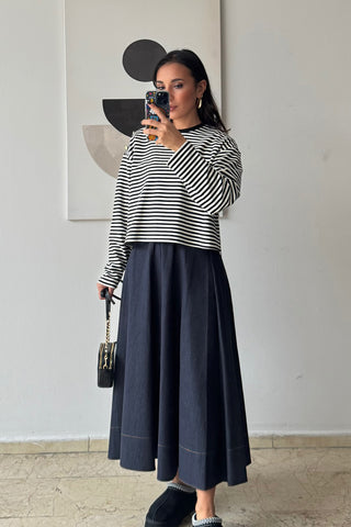 Çizgili Sweat - Siyah