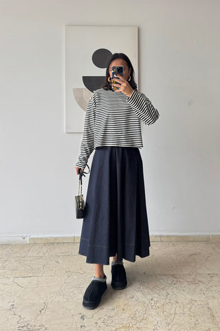 Çizgili Sweat - Siyah