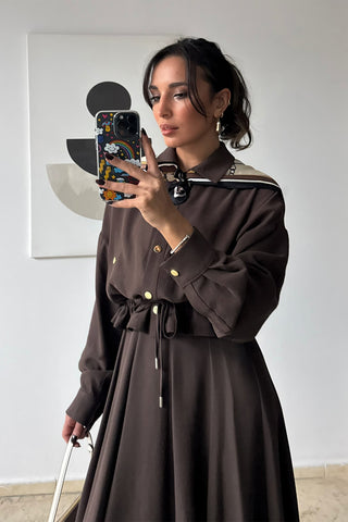 Tensel Çıtçıtlı Kiloş Etekli Takım - Kahverengi