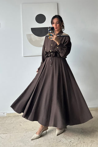 Tensel Çıtçıtlı Kiloş Etekli Takım - Kahverengi