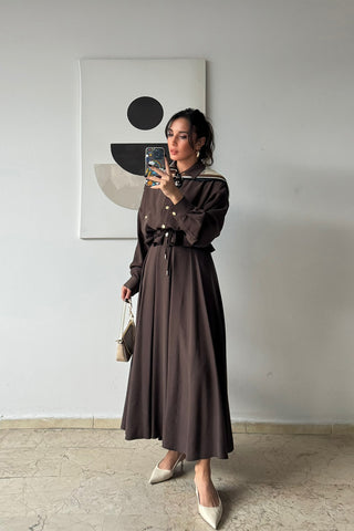 Tensel Çıtçıtlı Kiloş Etekli Takım - Kahverengi