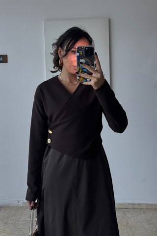 Trikolu Poplin Elbise - Siyah