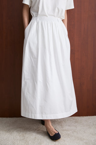 Pileli Poplin Etek - Beyaz