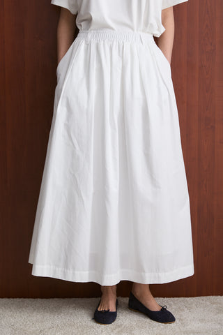 Pileli Poplin Etek - Beyaz