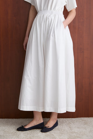 Pileli Poplin Etek - Beyaz
