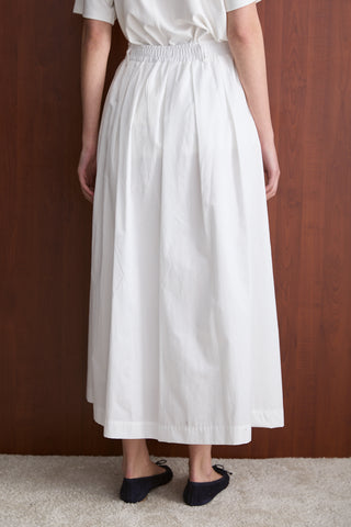Pileli Poplin Etek - Beyaz