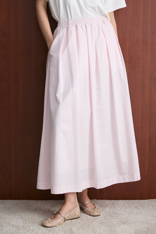 Pileli Poplin Etek - Pembe