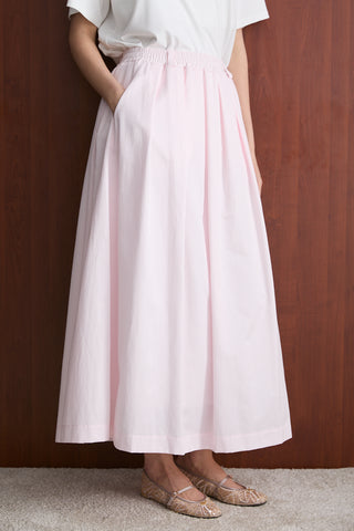 Pileli Poplin Etek - Pembe