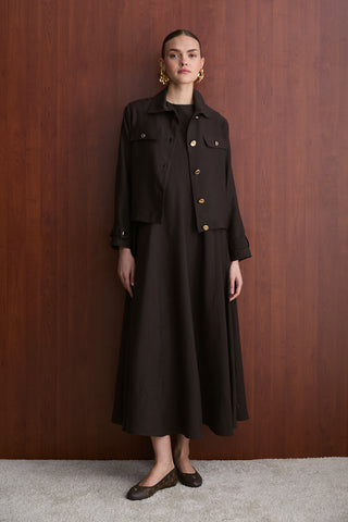 Taba Ceket Elbise - Çikolata