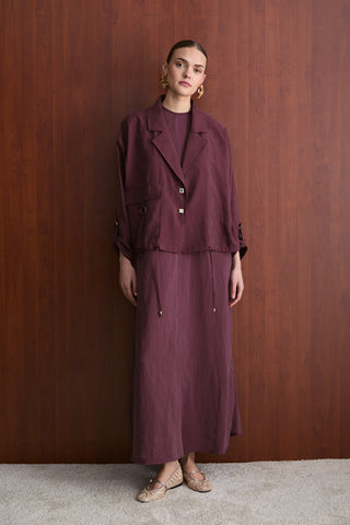 Tesla Ceketli Elbise - Bordo