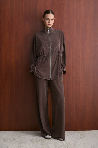 Taş Fermuarlı Manu Eşofman Takım - Kahverengi