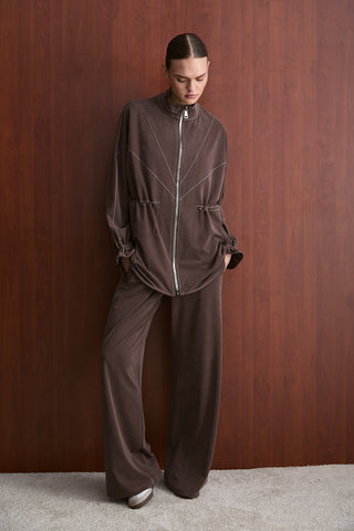 Taş Fermuarlı Manu Eşofman Takım - Kahverengi