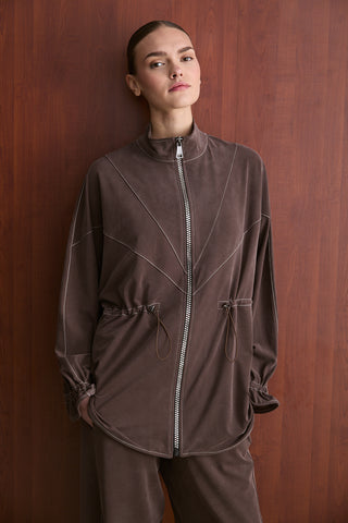 Taş Fermuarlı Manu Eşofman Takım - Kahverengi