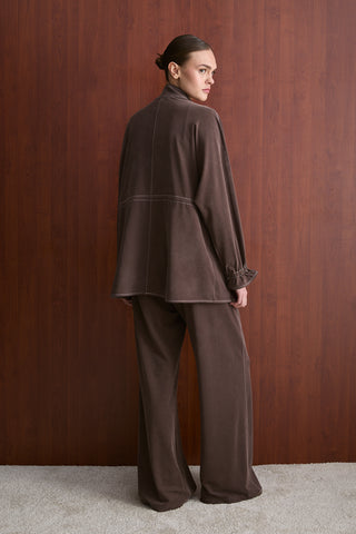 Taş Fermuarlı Manu Eşofman Takım - Kahverengi