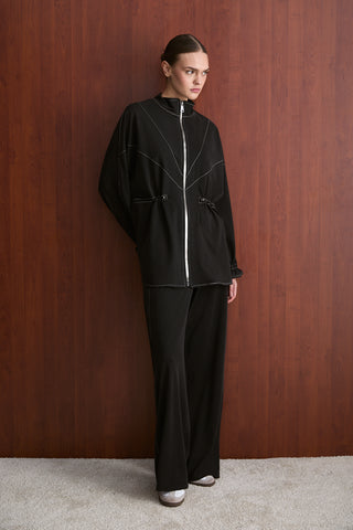 Taş Fermuarlı Manu Eşofman Takım - Siyah