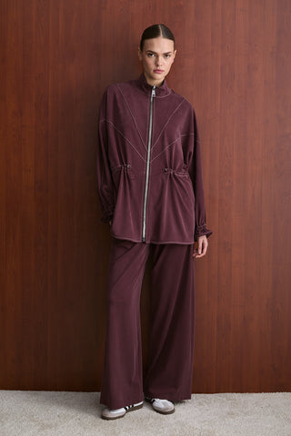 Taş Fermuarlı Manu Eşofman Takım - Bordo