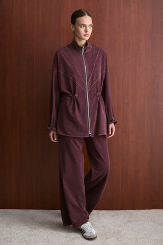 Taş Fermuarlı Manu Eşofman Takım - Bordo