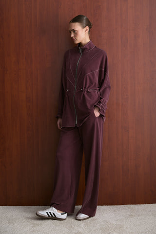 Taş Fermuarlı Manu Eşofman Takım - Bordo