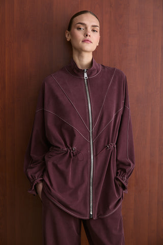 Taş Fermuarlı Manu Eşofman Takım - Bordo