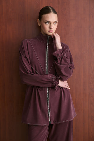 Taş Fermuarlı Manu Eşofman Takım - Bordo