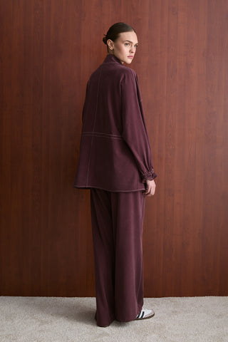 Taş Fermuarlı Manu Eşofman Takım - Bordo