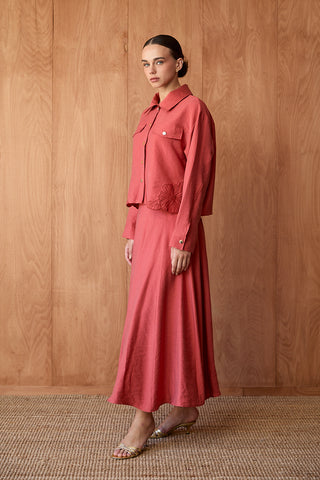 Nakış İşlemeli Çıtçıtlı İkili Takım - Mercan